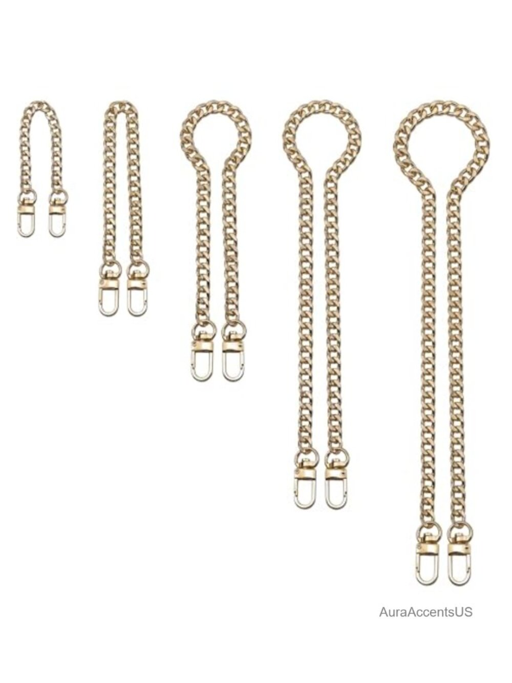 5-Piece Purse Chain Replacement Strap Gold Tone Metal Bag Accessory